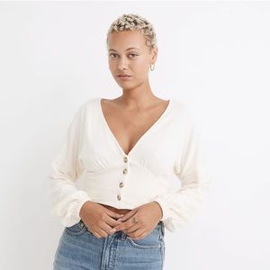 Madewell Deep-V Button-Front Crop Top